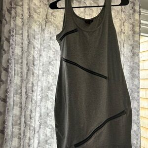 Grey tank dress with zipper across the front detailing, size m